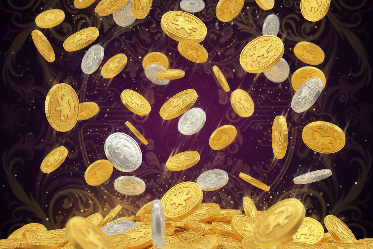 fondo con monedas cayendo